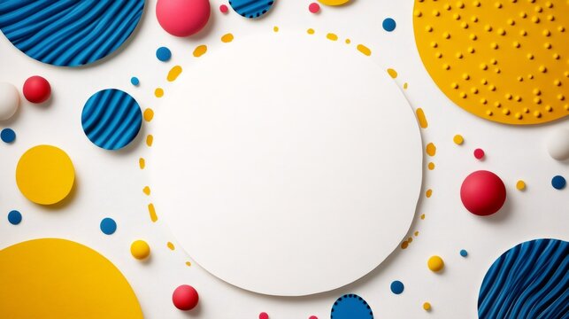 pop art design, lively pop art design featuring energetic zigzags, vibrant dots, and abstract shapes surrounding a blank space for creative personalization