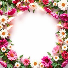 Obraz premium frame of flowers isolated on white with space for copy