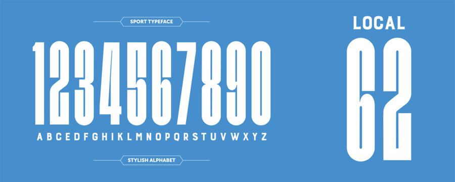 Font vector team 2023 - 2024 kit sport style font. Football style font premier league inspired. sports style letters and numbers for soccer team