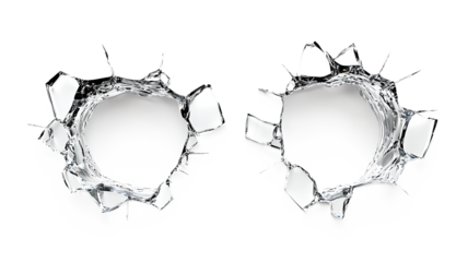 Broken glass texture. Broken glass on transparent background, broken glass with cracked texture on a white background.
