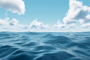 Fototapeta premium Calm ocean waves rolling under a bright cloudy sky, creating a peaceful and serene seascape