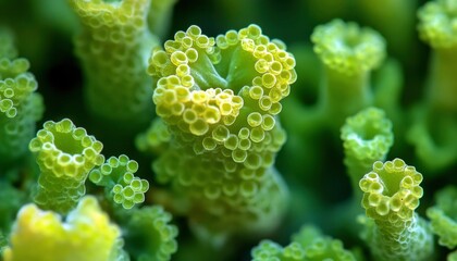Microscopic View Of Green Aquatic Plant Life