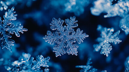 Indigo Abstract Snowflakes: Fauvist Winter Wonderland