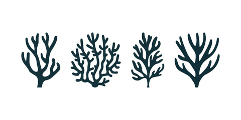 Dark Coral Vector Icon Set on White Background