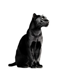 Fototapeta premium Black Panther Sitting Isolated On Black Background