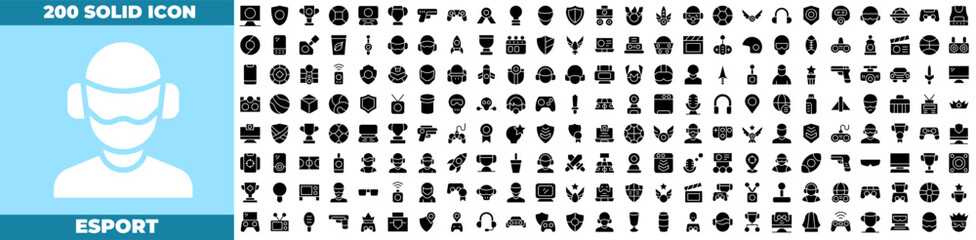 Esport Solid Editable Icons set. © Madani Pro