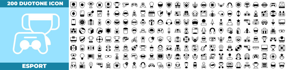 Esport Duotone Editable Icons set. © Madani Pro