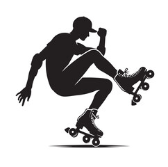 roller skating pose silhouette vector illustration