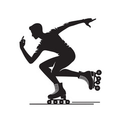 roller skating pose silhouette vector illustration