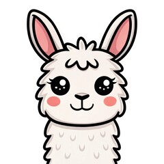 Obraz premium Cartoon Llama with a Cute Smile and Fluffy Fur