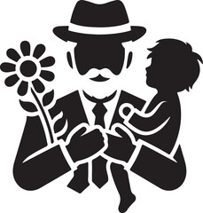 Happy Father's Day silhouette vector with white background
