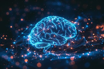 Fototapeta premium Futuristic Digital Brain with Neural Connections and Light Effects