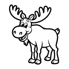 Moose outline black and white cute coloring vector design