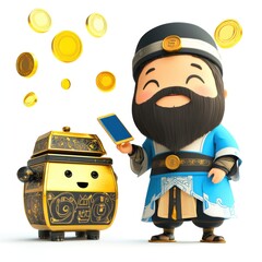 Generative AI Celebrates Lunar New Year with Cai Shen Online Shopping Red Envelopes Cartoon Wealth