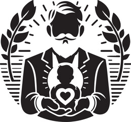 Happy Father's Day silhouette vector with white background
