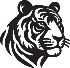 Royal Bengal Tiger silhouette vector with white background