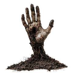Zombie Hand Emerging From Graveyard Soil