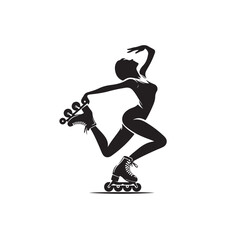 roller skating pose silhouette vector illustration