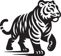 Royal Bengal Tiger silhouette vector with white background