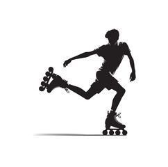 roller skating pose silhouette vector illustration
