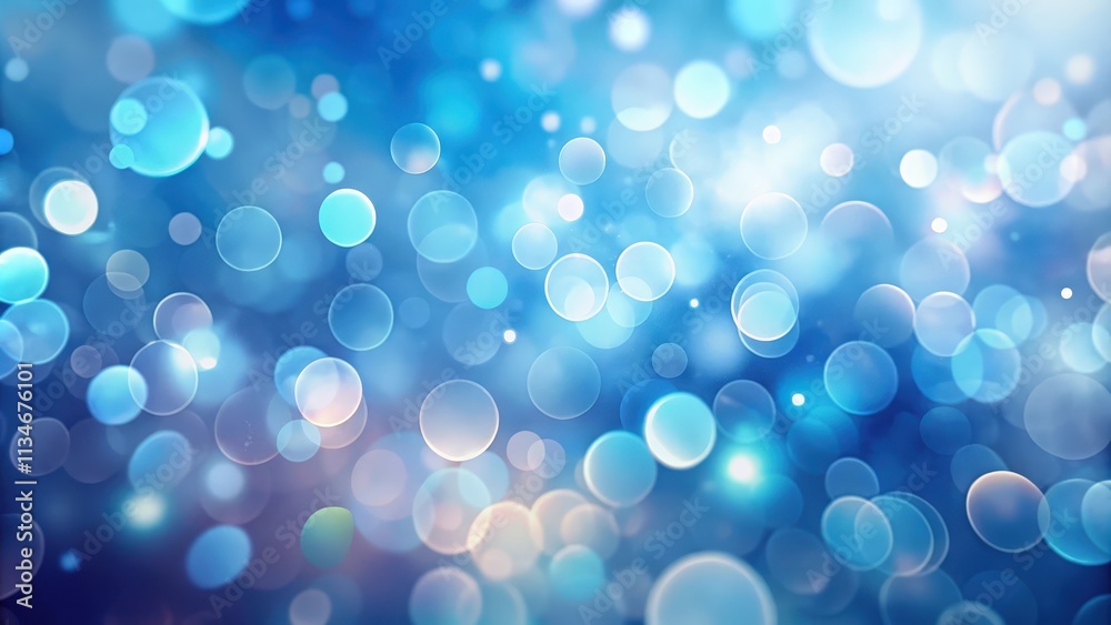 Poster Abstract Blue Bokeh Background with Soft Blurred Circles of Light