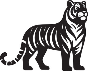 Obraz premium Royal Bengal Tiger silhouette vector with white background