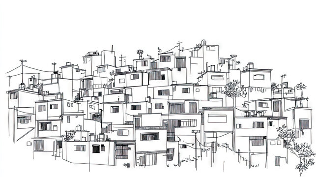 Line drawing of favelas