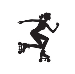 roller skating pose silhouette vector illustration
