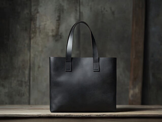 A minimalist black leather bag