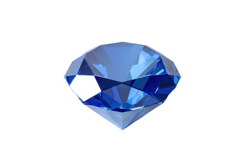 Blue Diamond Shining Brightly Isolated on PNG Transparent Background