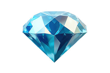 Blue Diamond Glimmering Brightly Isolated on PNG Transparent Background