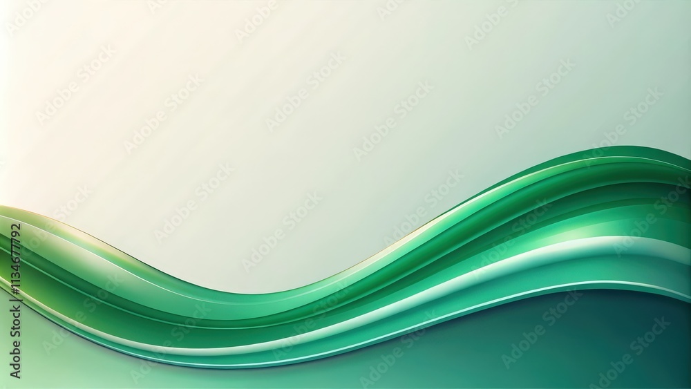 Aufkleber Abstract Green Wave Background with Smooth Curves and Minimalist Design