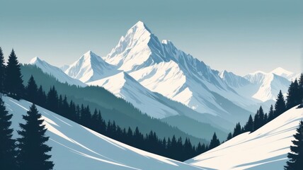 Fototapeta premium Majestic Snow-Capped Mountains with Blue Sky