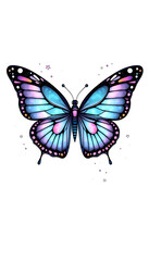 A cosmic ballet English Butterfly t-shirt design capturing a butterfly with wings that evoke the grace and beauty of ballet dancers, doodle art, with white tones