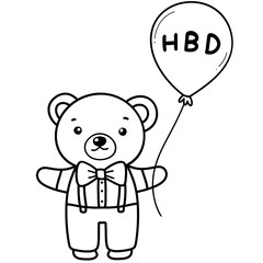 Line drawing of a cute little bear For coloring hand drawings, not AI.