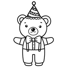 Line drawing of a cute little bear For coloring hand drawings, not AI.