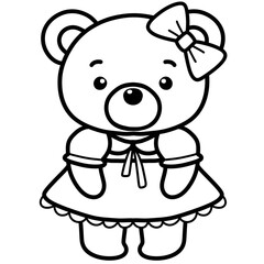 Line drawing of a cute little bear For coloring hand drawings, not AI.