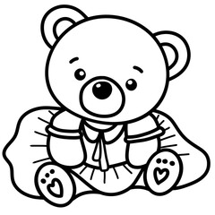 Line drawing of a cute little bear For coloring hand drawings, not AI.