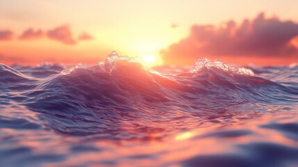 Obraz premium A serene ocean wave at sunset, showcasing vibrant colors and tranquil beauty.