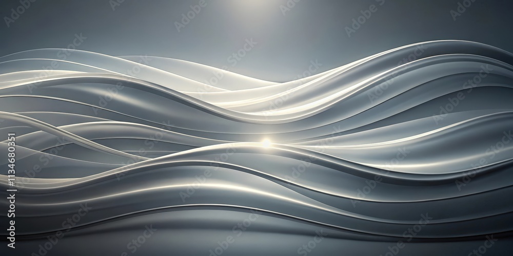 Poster abstract silver wave pattern with a soft, glowing light