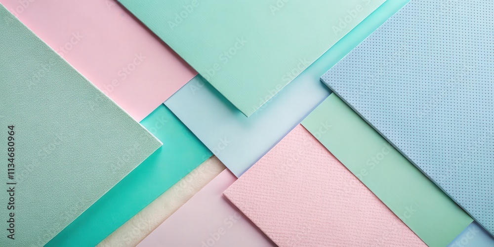 Poster abstract geometric pattern of pastel colored paper textures