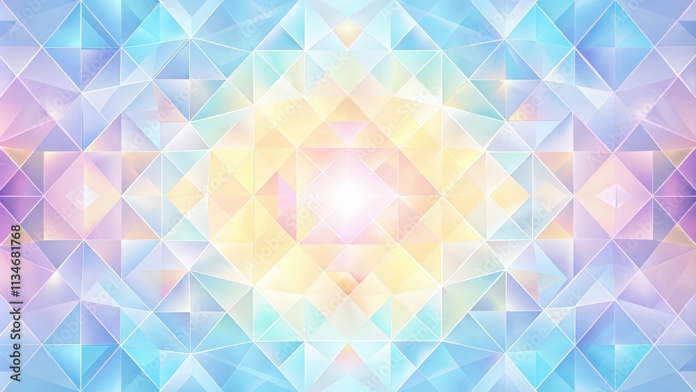 Aufkleber A symmetrical abstract pattern of iridescent triangles with a bright white glow in the center.