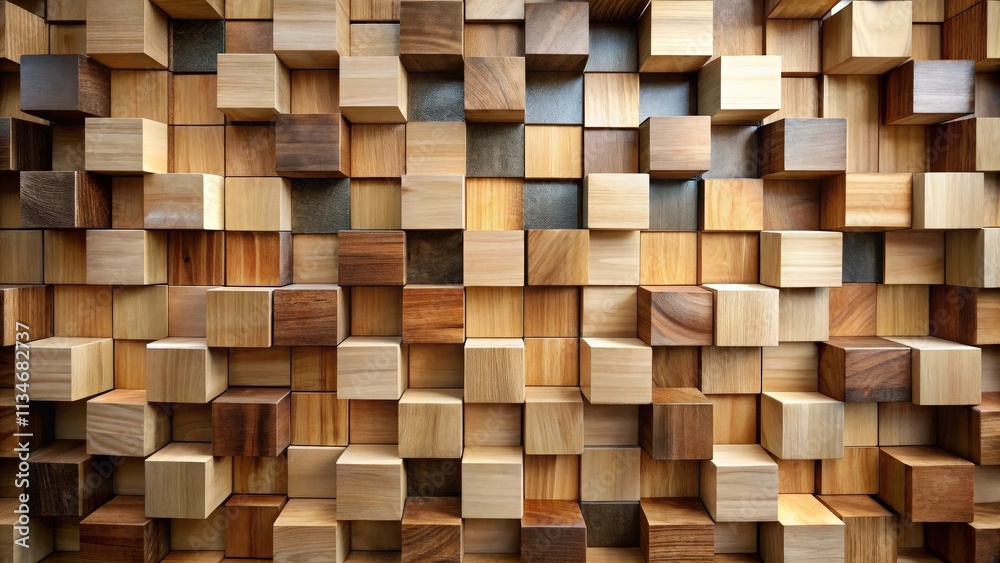 Leinwandbilder a textured background of wooden blocks with a subtle gradient and organic patterns in shades of brow