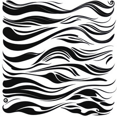 Fototapeta premium Flowing black wave patterns for graphic design and art projects