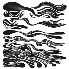 Fototapeta premium Flowing water stream patterns in black and white design, ideal for graphics