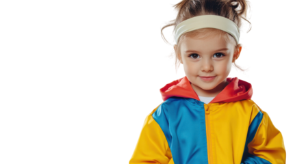 A Child Dressed in a Stylish Sporty Tracksuit with a Headband, Perfect for Active Lifestyle Films and Fitness Promotions.