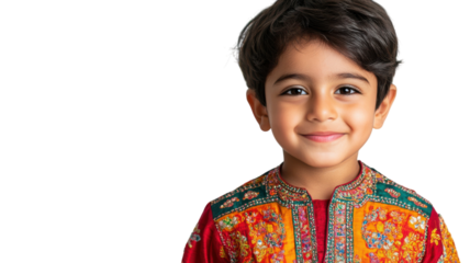 A Child in a Traditional Indian Kurta Perfect for Cultural Events, Festivals, or Family Celebrations Representing Rich Heritage.