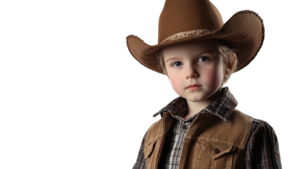 Charming Child Dressed in a Western Cowboy or Cowgirl Outfit Perfect for Fun-Themed Parties or Halloween Celebrations.