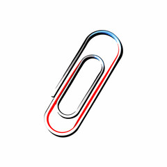 Obraz premium Colorful paperclip illustration in red, black, and blue on white background