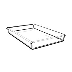 Empty document tray line drawing on white background with simple design